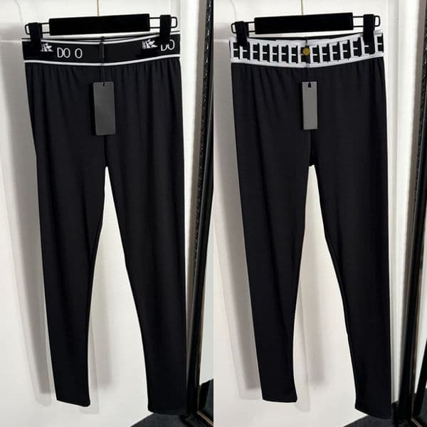 Designer Letter Webbing Leggings Women High Waist Black Tight Pants Street Style Yoga Sporty Skinny Pants