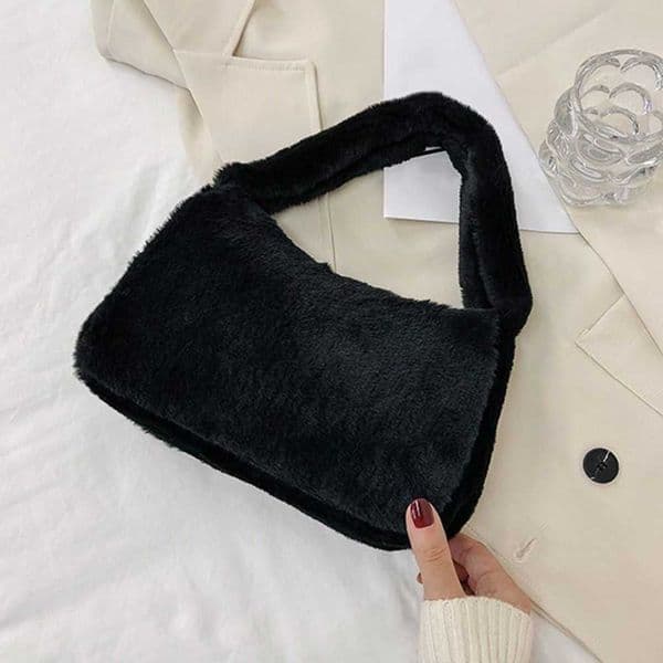 Soft Totes New Plush Fluffy Shoulder Underarm Bag Solid Color Purse Autumn Winter Handbag Women Lady Fashion Storage Pouch.R260602
