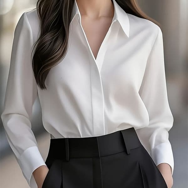 Temperament Loose Woman Shirt Fashion Casual Blouse Elegant long Sleeve Holiday Weekend Top w260601