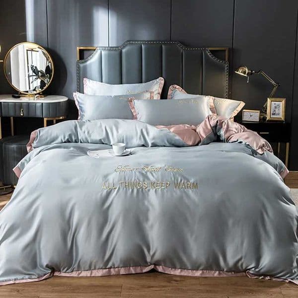 Solid Nordic Style Rayon Silk Summer Bed Set Satin Cooling Smooth Bedding Soft Sets /king Double Single Size Cforter KitJ260602