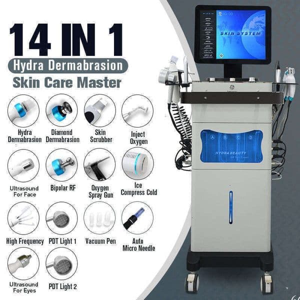 Ace Ace Ace 2026 Latest 14 In 1 Beauty Microdermabrasion Skin Improving Face Firming Scrubber Exfoliating PDT Collagen Promoting Aqua Jet Moisture Apparat
