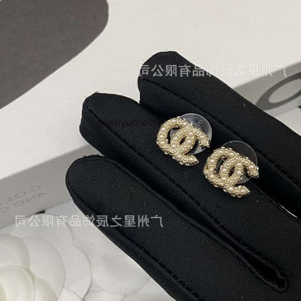 Designer Jewelry cc earrings double C 100th anniversary small pearl earrings women style earrings women channels studs