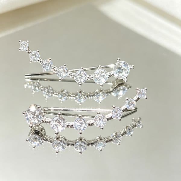 Sparkling Diamond Elegant Curved for Women 2025 New Hot Style Light Luxury Stud Niche Design Sense High-end Earrings Trend