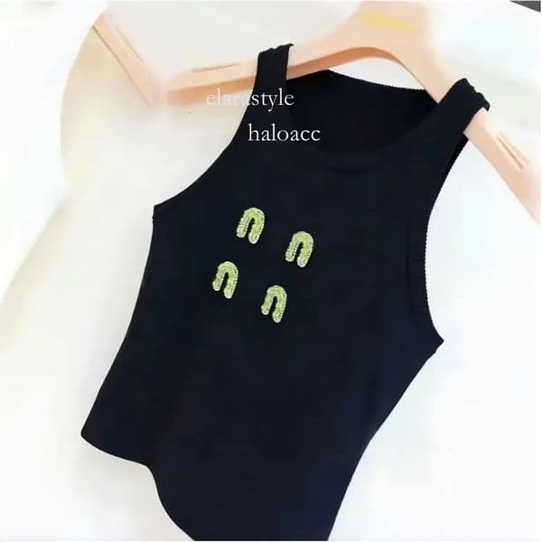 Designer womens Mui tank tanks letter tops women corp top fashion vest summer sleeveless cropped embroidery elastic sport knitted Tank Top 38a