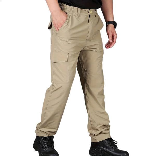 Casual Men Pants Summer Multiple Pockets Cargo Pants Quick Dry Thin Trousers Outdoor Hiking Workout Breathable Long Pant 260601
