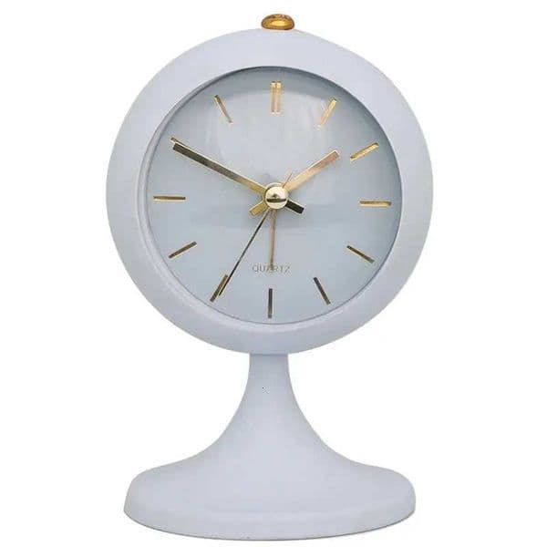 1pc Simple Decorative Metal Frosting Process Alarm Clock Desktop Bedside Clock Light Luxury Luminous Pointer Clock Without BattT260602