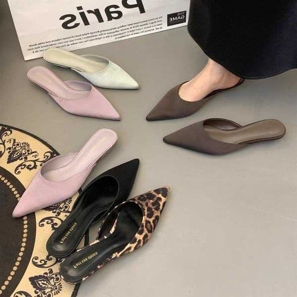 Size 35-43 womens high-heeled mule sandals retro pointed backless womens Mueller shoes and slippers in summer L260602
