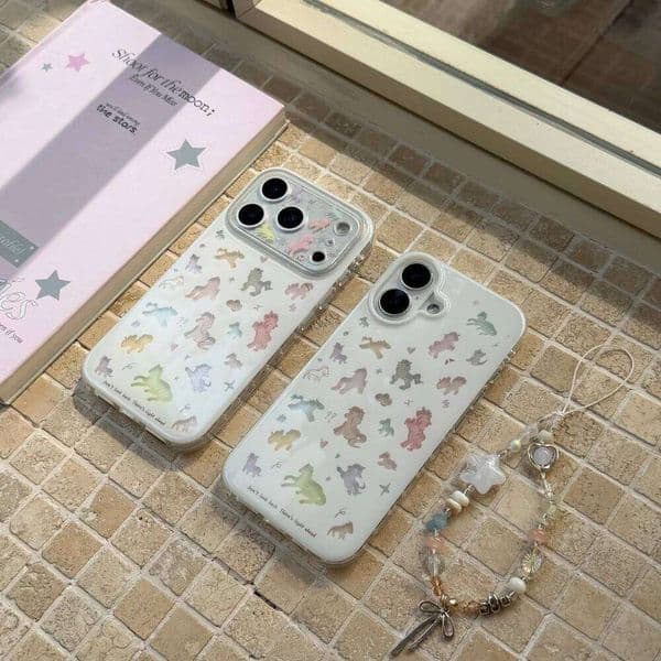Korean INS cute painted pony phone for iPhone 17 16 ProMax 14 15 Pro fashion new shockproof protective case