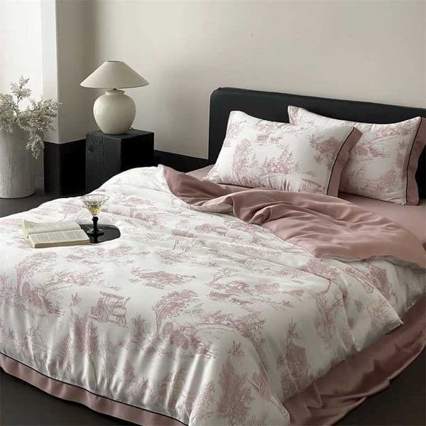 Luxury Organic Bamboo Soft Silky Printing Bedding Set Single Double King Size Duvet Cover Flat/Fitted Bed Sheet lowcaseJ260602