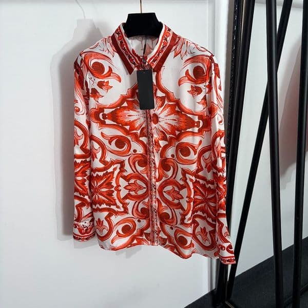 Women Designer Floral Shirts Vintage Brand Oversize Casual Blouses Fall Outdoor Sunscreen Thin Party Shirts