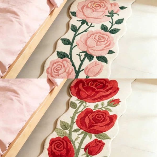 Carpets Pastoral Style for Living Room Color Flowers Bedroom Decor Carpet Irregular Bedside Plush Rug Fluffy Soft Home Floor Mat L260602