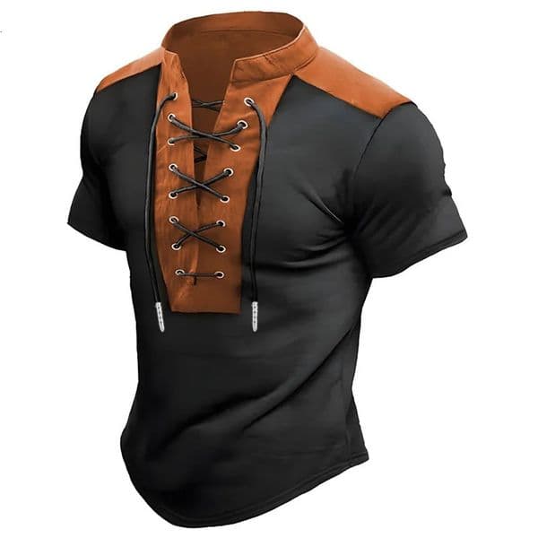 Mens retrostyle drawstring shortsleeved Tshirt with colorblocked n slim fit fashionable polo shirt unique style 260602