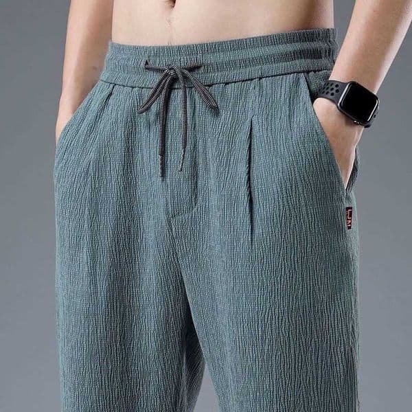 Casual Linen Summer Jogger Ice Pants Silk Wide Summer Man Sweatpants Male Spring Lightweight Halking Harem Trousers C260601