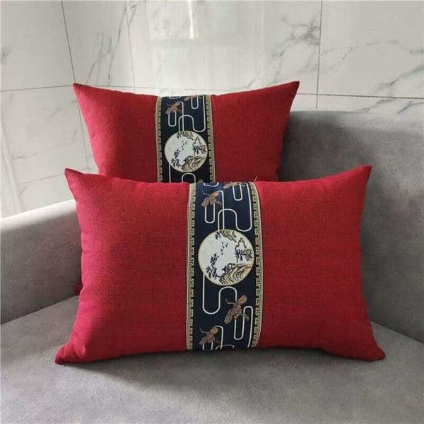 New Ship low He Decor Chinese Linen Cushion Pattern Embroide Rectangar Seat Back low Lumbar low For Mahogany Sofa Chair Y260601