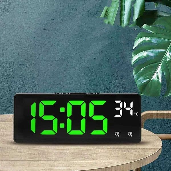 Voice Control Digital Alarm Clock Temperature Dual Alarm Snooze Desktop Table Clock Night Mode 12/24H LED Clock WatchT260601