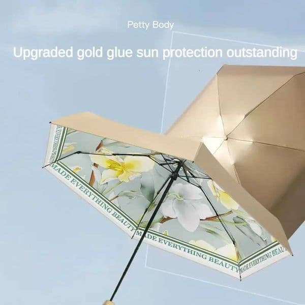 New 6 Folding Gold Plastic Sunproof Mini Umbrella Sunny and Rainy Uv Convenient Capsule Sunshade Umbrella Small Pocket UmbrellaJ260602