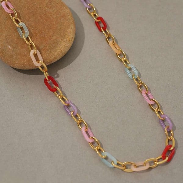 Necklace Accessories For Women, Versatile Everyday Clavicle Chain, Stainless Steel Colorful Dopamine Jewelry