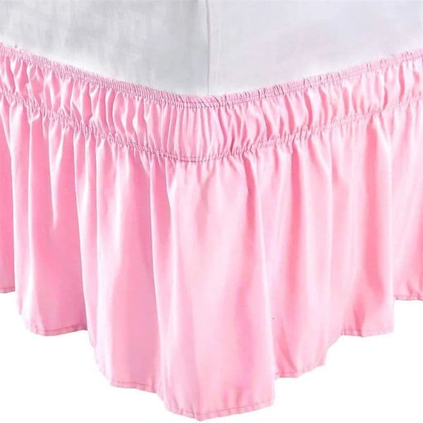 Pretty Comfort Ruffles Bed Skirts With Double Layers Elastic Belts-Wrinkle Fade Resistant Fabric-15 and 18 Inch Height 260528