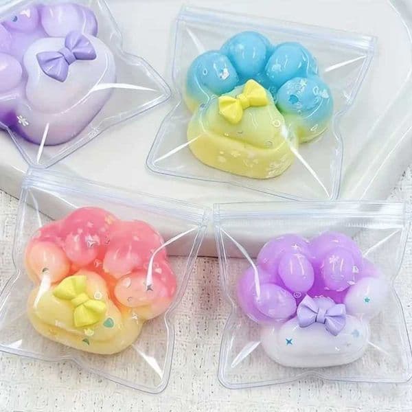 Color Gradient Candy Cat Paw Squeeze Toy Slow Rising Soft Stress Relief Sensory Fidget Ball - Classroom Prize Party Gift for Christmas Z260602