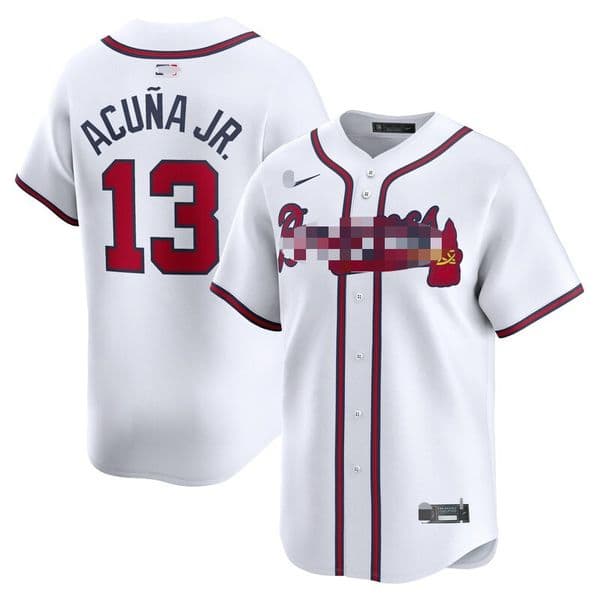 Baseball 13 Acuna Jr.,28 Olson,27 Riley,1 Albies,44 Hank Aaron,10 Chipper Jones Home White/Road Grey/Navy Jersey - Men Women Youth S-XXXL
