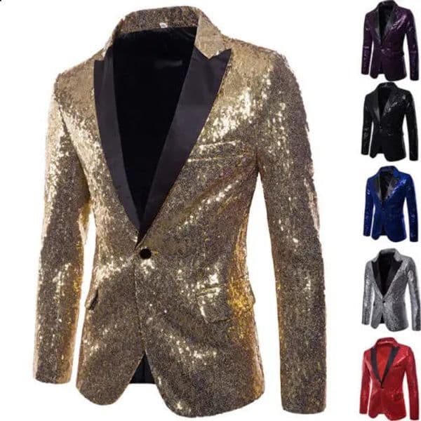 Men Glitters Suit Jackets Sequins Party Button Dance Bling Coats Wedding Party Men Blazer Gentleman Formal Suit Plus Size 2XL 260601