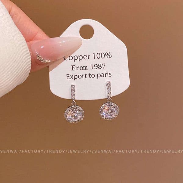 Designer Jewelry Luxury Jewelry Korean-Style Micro-Inlaid Round Zircon Stud Earrings For Women, 2026 New Popular Model, High-End Earrings, Fashionable And Versa