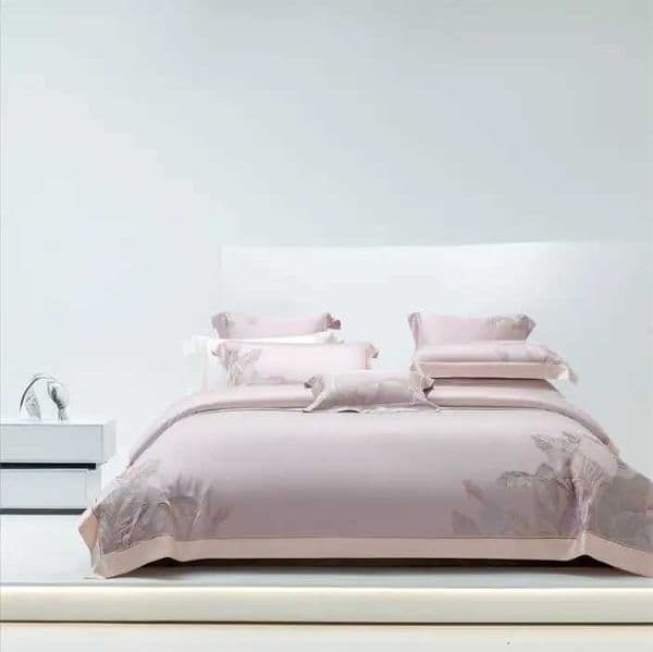 120 Thread Count Orchid Tencel Embroidery Four Piece Set Les Aires Wide Edge Embroidery Quilt Cover Light Luxury Bed SheetJ260602