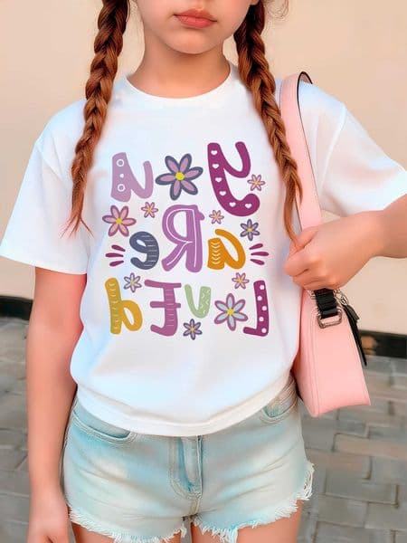 Are Love You Letter Design T-Shirt Printed T Shirt Girls' Summer Clothes Short Sleeve Tops T-Shirts Cute Girls Clothing H260602