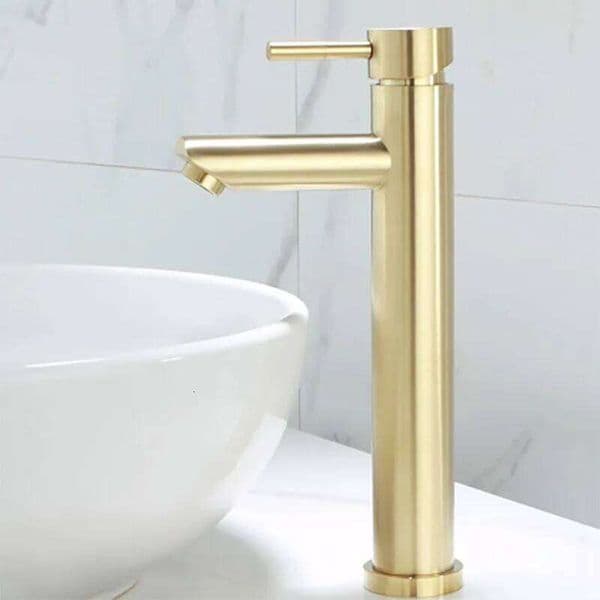 Stainless Steel Basin Washbasin Mixer Hot Cold Water Sink Bathroom Tap Brushed Gold Faucet