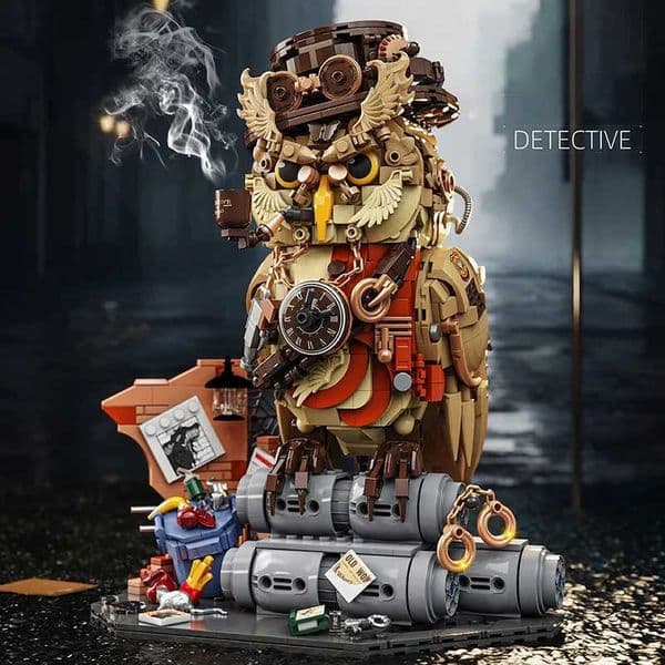 Owl Detective Magic Animal Building Blocks Set DIY Toy for Kids Adult Gifts Creative Bricks Toys Model 1200pcs Desktop Ornament L260601