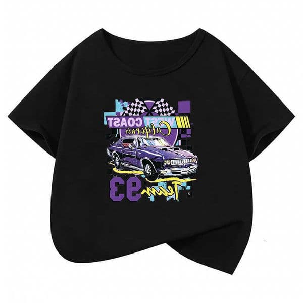 T-Shirt Retro Car Kids T Shirt Girls' Children Summer Clothes Short Sleeve Tops T-Shirts Cute Boys Clothing H260602