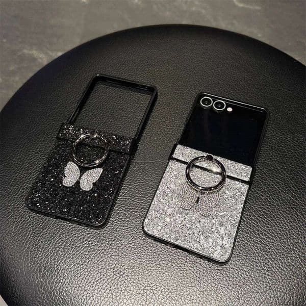 Fashion Glitter Diamond Butterfly Phone Case for Samsung Z FE 6 5 Flip7 Flip5 Cover Cute Funda For Galaxy Flip6 7
