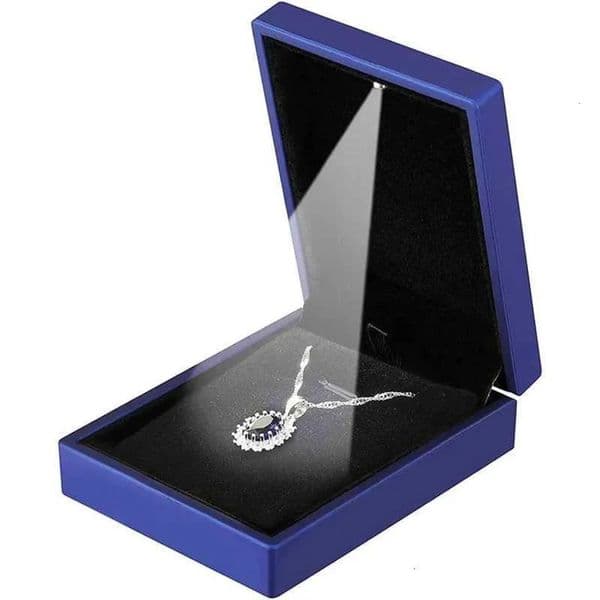 2026 Premuim Pendant Necklace cologne Led Light Box Display perfume Wedding Supplies Blue Jewelry Gift Packing Case 2023 New Free Shipping