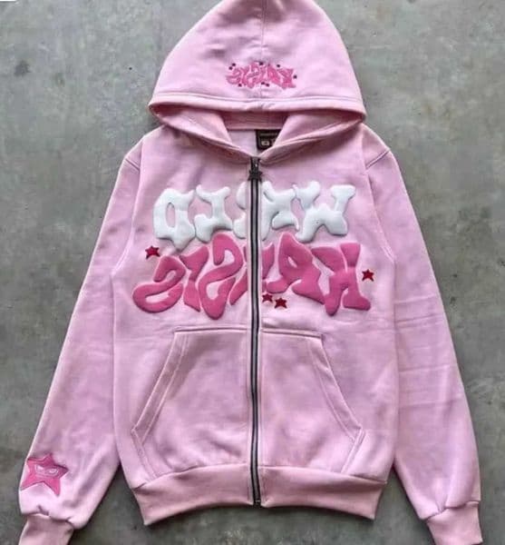 Printed American Letter Zipper Men's Hooded Retro Sweatshirt Unisex Autumn and Winter Open Cardigan M260602