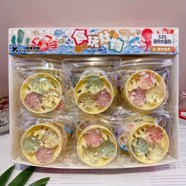 Soup Mini Crystal Dumpling Squishy Toy Creative Steamer Pendant Simulated Food Play Cute Soft Squeeze Stress Relief Decompression Toy Kids Entertainme