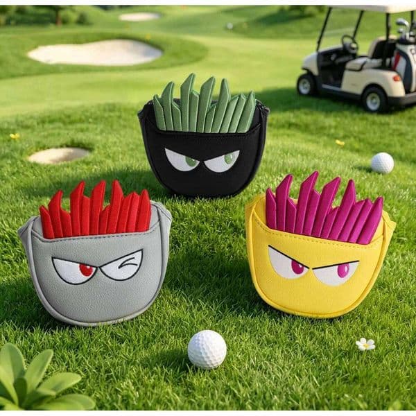 Golf Putter Cover, Cartoon Funny Soft Lined, Easy to Clean, Universal Square Head Protector Fits Most Mallet Putters 26L0602