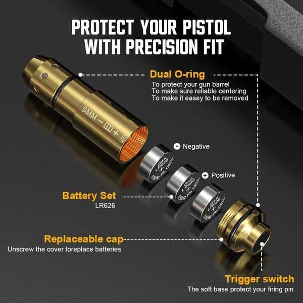 9mm Red Dot Laser Training Cartridge Dry Fire Tactical Bullet Trainer for Pistol Marksmanship C260602