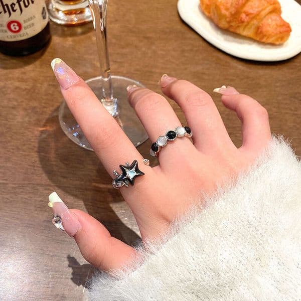 Designer Jewelry Luxury Jewelry Star Cat's Eye Stone Open For Women, Ins Style, Personality Couple Index Finger Ring, Fashionable Niche Design