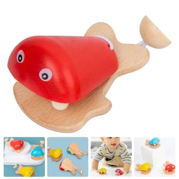 Wooden Finger Castanet Fish Pattern Bright Color Creative Musical Instrument for Kids Early Development Portable Children Wood L260602EVXX