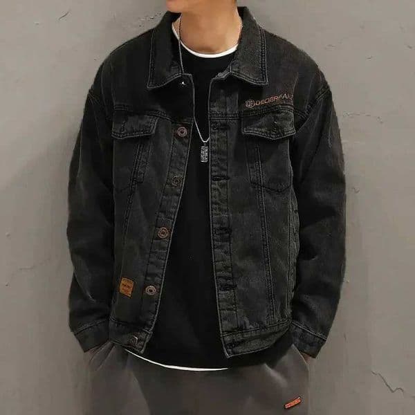 Denim Jackets Man Wide Shoulders Jeans Coat for Men Sves with Embroidery Blue New in Worn Winter 2025 Large Size Outwear G L L260601