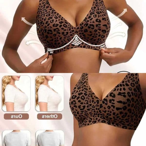 Five Size Leopard Print Pure Cute Bra Wireless Comfortable Soft Skin Friendly Anti Droop Lingerie for Women L260602