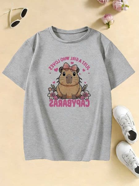 A Girl Just Who Love Capybaras Lovely Design T Shirts Kids Children's T-shirt Boys Girls Summer Spring Casual Top Tee H260602