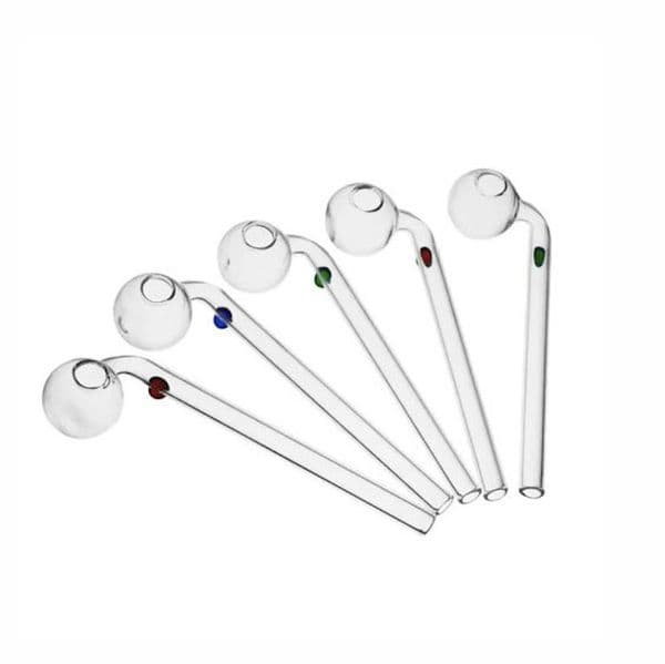 Thick heady Colorful 14cm Glass Oil Burner Pipes cheap Water Filter Bubbler Cuved Bent Hand straw Pipe for smoking with 30mm ball
