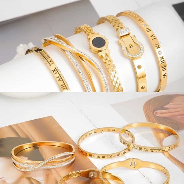 PAXA Luxury Exquisite Womens Stainless Steel Crystal for Women Fashion Elegant Design Cuff Bangles Party Jewelry Gifts L260601