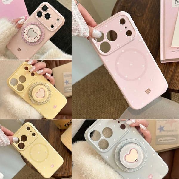12 Dot Korean Color Polka 14 Love Max Mirror Cover Magnetic 15 Bracket 13 Phone Pro Case Candy For Shockproof iPhone Z260601 17 16 Y260602