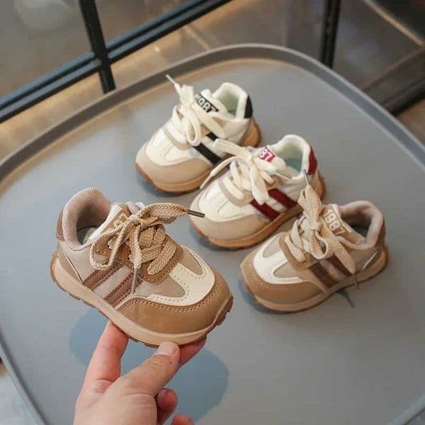 Toddler Kids Sports Shoes Thick Soft Sole Boys Girls Walking Shoes Striped 2024 New Fashion Children Casual Shoes Wear-resistantT260602