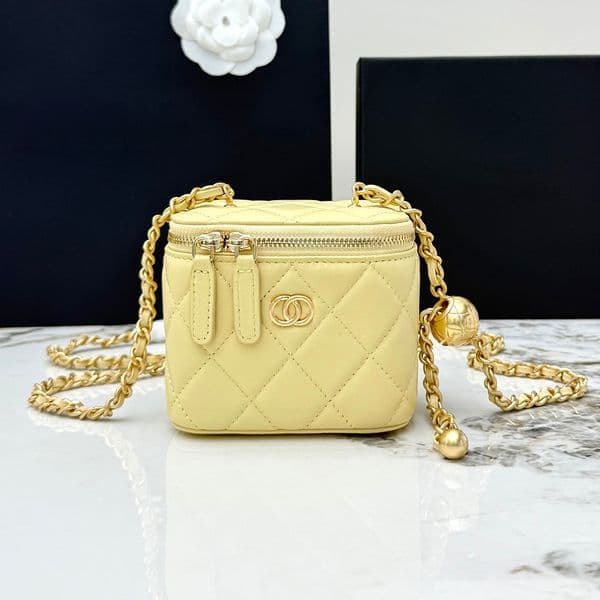 Designer Bags, Makeup Bags with Mirrors, Vanity Cases, Square Cases, Makeup Cases/11 cm, Mini Makeup Bags, Tote Bags, Wallets, Gold Ball Chain Bags