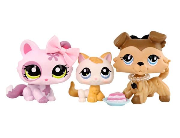 3 pcs LPS Pet Toy Little Pet Figure Crouching Cat 1628 Kitten 134 Collie 893 Collectible Kid Gift Playset
