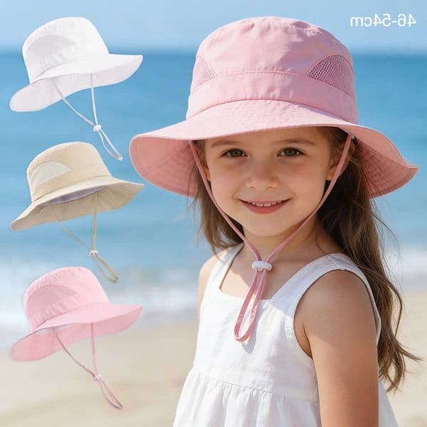 Protection Kids UV Sun Hat 46-54cm Summer Girls Hat Quick Dry Breathable Mesh Beach Boys Cap Children Outdoor Fishing Hat M260602