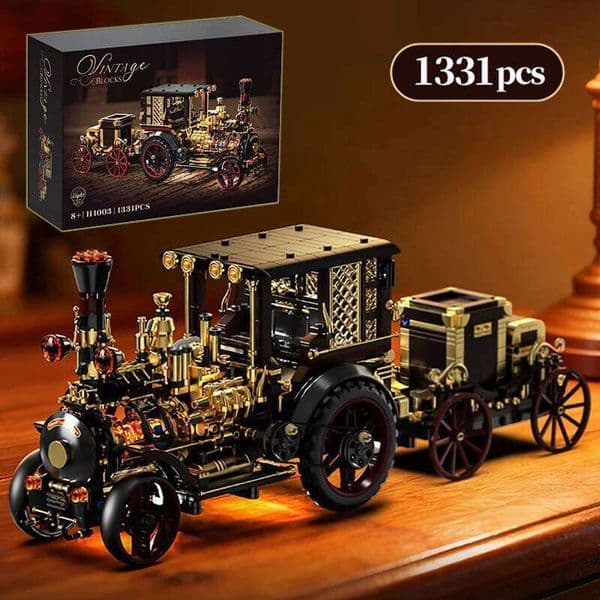 Creative 1331Pcs Vintage Mechanical Car Building Blocks City Retro Steam Punk Vehicle Desktop Decoration Bricks Toys Gift 26L0602